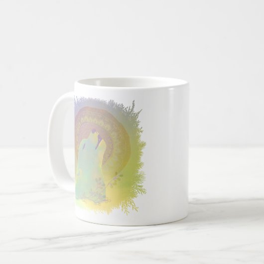 Howling Wolf en Mandala Planten Branches Lijst Koffiemok (Voorkant links)