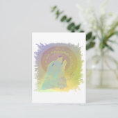 Howling Wolf en Mandala Planten Takken Frame Briefkaart (Staand voorkant)