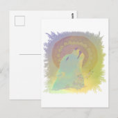 Howling Wolf en Mandala Planten Takken Frame Briefkaart (Voorkant / Achterkant)