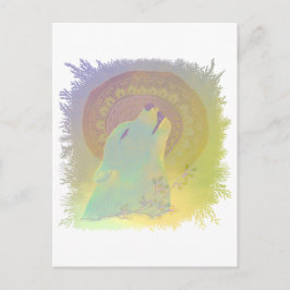 Howling Wolf en Mandala Planten Takken Frame Briefkaart