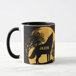 Howling Wolf en Moon Persoonlijke koffie Mok