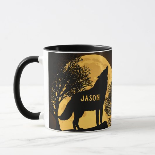 Howling Wolf en Moon Persoonlijke koffie Mok (Links)