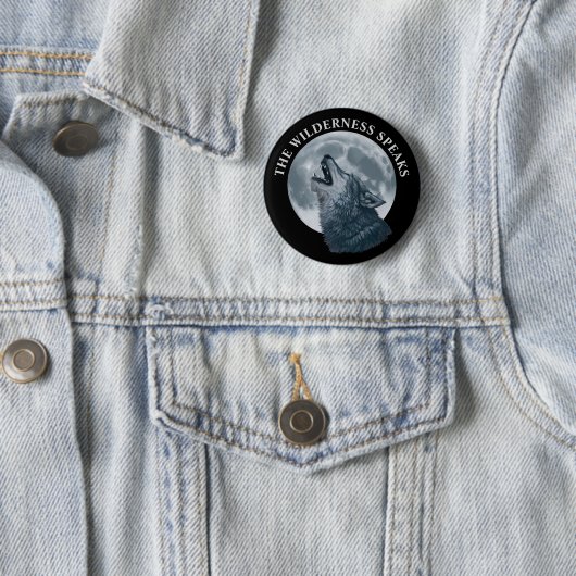 Howling Wolf en Moon Ronde Button 5,7 Cm (In situ)