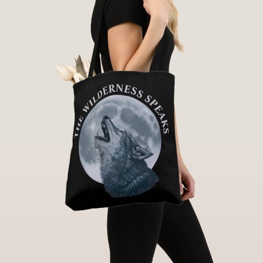 Howling Wolf en Moon Tote Bag (Dichtbij)