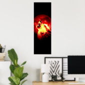 Howling Wolf en Red Moon Poster (Thuiskantoor)