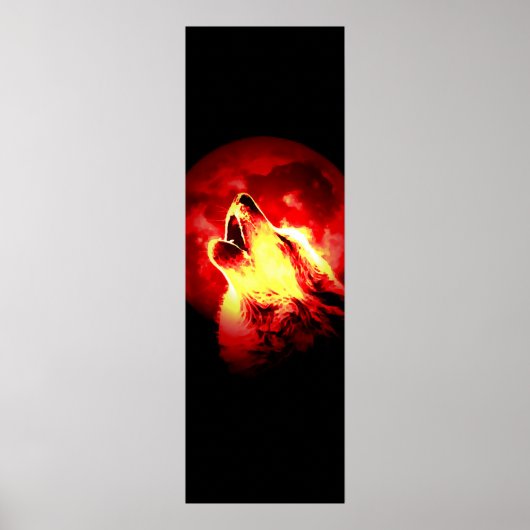 Howling Wolf en Red Moon Poster (Voorkant)
