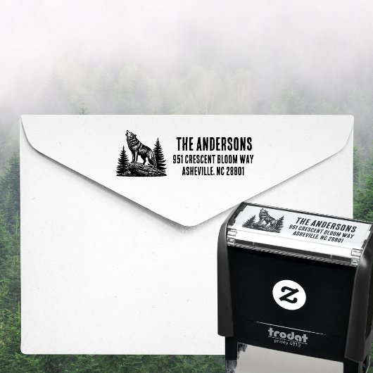 Howling Wolf Family Name Return Address Zelfinktende Stempel