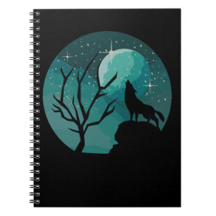 Howling Wolf Forest Animal Moon Natuur Love Notitieboek