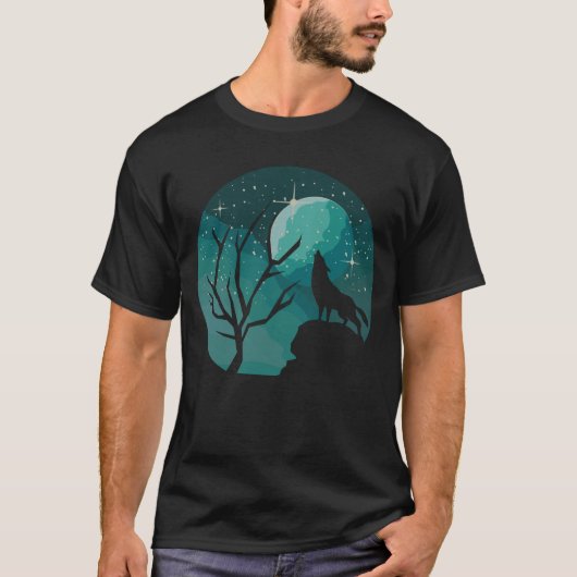 Howling Wolf Forest Animal Moon Natuur Love T-shirt (Voorkant)