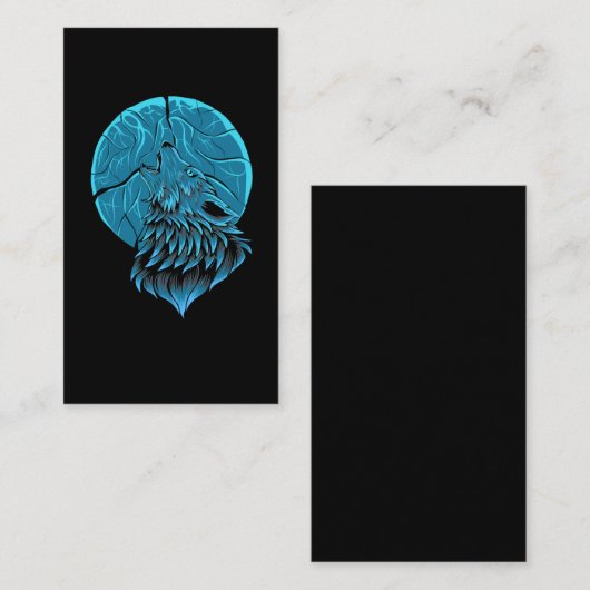 Howling Wolf Forest Animal Moon Visitekaartje (Voorkant / Achterkant)