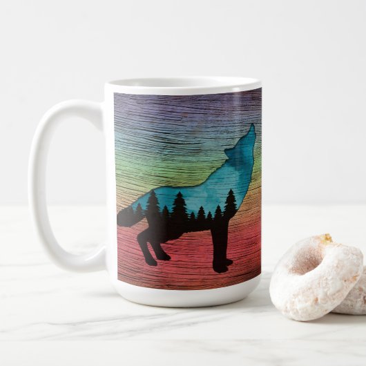 Howling Wolf Forest Trees Koffiemok (Met donut)