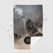 Howling Wolf Foto Monogram Golf Towel Golfhanddoek (Insitu)