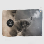 Howling Wolf Foto Monogram Golf Towel Golfhanddoek (Horizontaal)