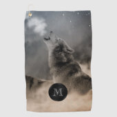 Howling Wolf Foto Monogram Golf Towel Golfhanddoek (Voorkant)