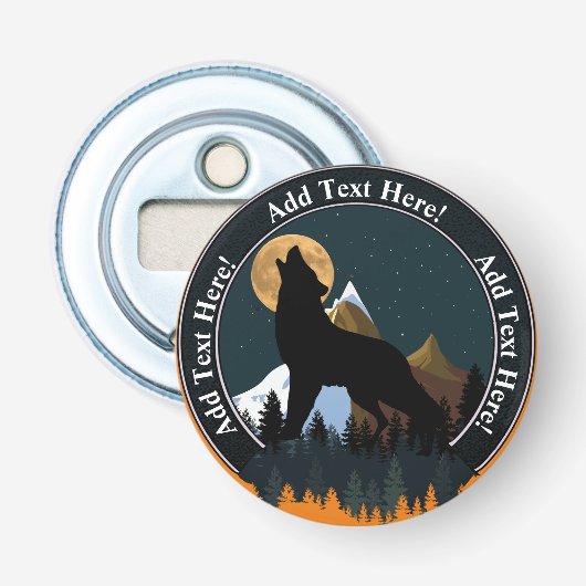 Howling Wolf Full Moon Button Flesopener (Voorkant)