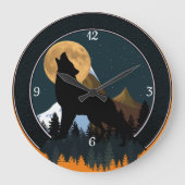 Howling Wolf Full Moon Grote Klok (Voorkant)