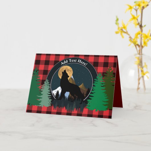 Howling Wolf Full Moon Kaart (Gele Bloem)