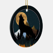 Howling Wolf Full Moon Keramisch Ornament (Rechts)