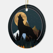 Howling Wolf Full Moon Keramisch Ornament (Links)