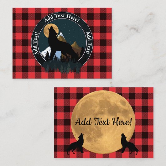 Howling Wolf Full Moon Notitiekaartje (Voorkant / Achterkant)
