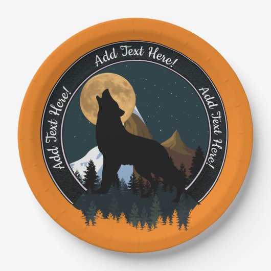 Howling Wolf Full Moon Papieren Bordje (Voorkant)