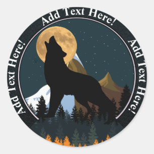 Howling Wolf Full Moon Ronde Sticker