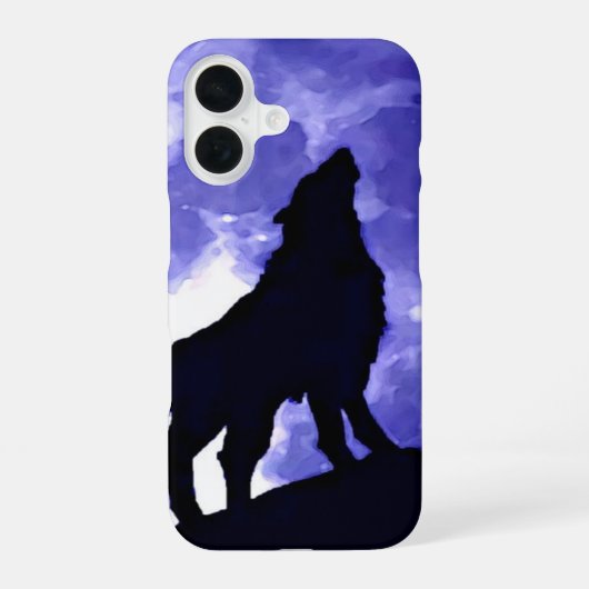 Howling Wolf & Fullmoon iPhone 16 Hoesje (Achterkant)