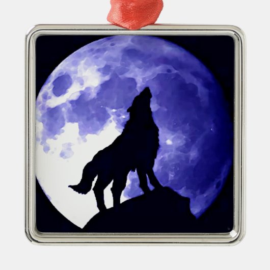 Howling Wolf & Fullmoon Metalen Ornament (Voorkant)