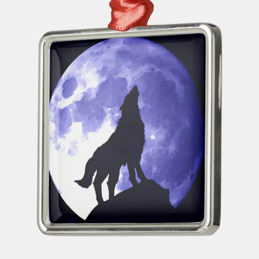 Howling Wolf & Fullmoon Metalen Ornament (Links)