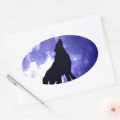 Howling Wolf & Fullmoon Ovale Sticker (Envelop)