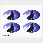 Howling Wolf & Fullmoon Ovale Sticker (Vel)