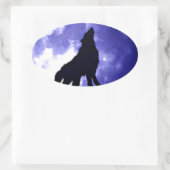 Howling Wolf & Fullmoon Ovale Sticker (Tas)