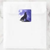 Howling Wolf & Fullmoon Vierkante Sticker (Tas)