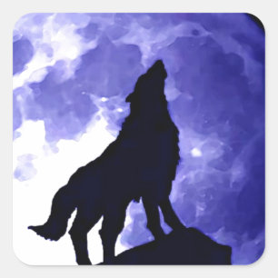 Howling Wolf & Fullmoon Vierkante Sticker
