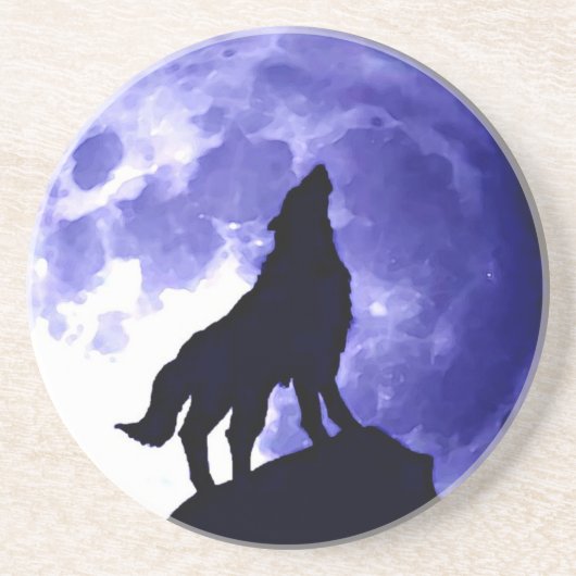 Howling Wolf & Fullmoon Zandsteen Onderzetter (Voorkant)
