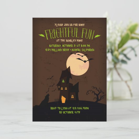 Howling Wolf Halloween Party Invitation Kaart (Staand voorkant)