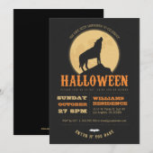 Howling Wolf Halloween Party Invite Kaart (Voorkant / Achterkant)