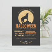 Howling Wolf Halloween Party Invite Kaart (Staand voorkant)