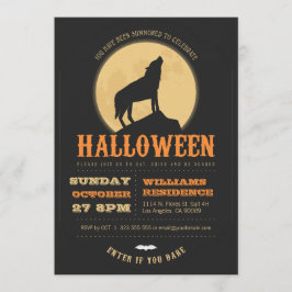 Howling Wolf Halloween Party Invite Kaart