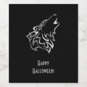 Howling Wolf Halloween voegt tekst toe Wijn Etiket (Enkel label)