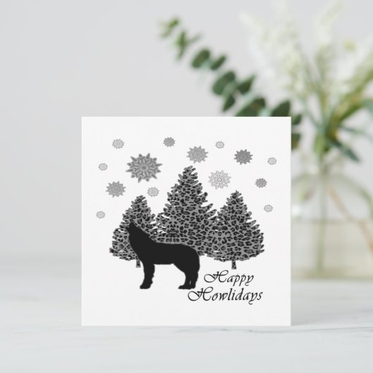 Howling Wolf Happy Howlidays Leopard Pattern Snow (Staand voorkant)
