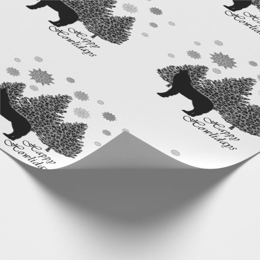 Howling Wolf Happy Howlidays Leopard Pattern Snow Cadeaupapier (Hoek)