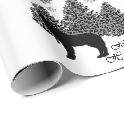 Howling Wolf Happy Howlidays Leopard Pattern Snow Cadeaupapier (Rol Hoek)