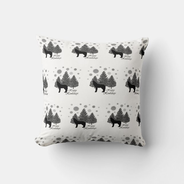 Howling Wolf Happy Howlidays Leopard Pattern Snow Kussen (Voorkant)