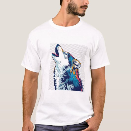 Howling Wolf Head – Kleurrijk Wild Spirit T-shirt (Voorkant)
