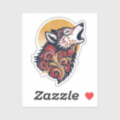 Howling Wolf Head - Ornamental Paisley Profile wi Sticker (Vel)