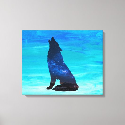 Howling Wolf, Howling Dog in dubbelblootstelling Canvas Afdruk (Voorkant)