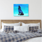 Howling Wolf, Howling Dog in dubbelblootstelling Canvas Afdruk (Insitu (Slaapkamer))