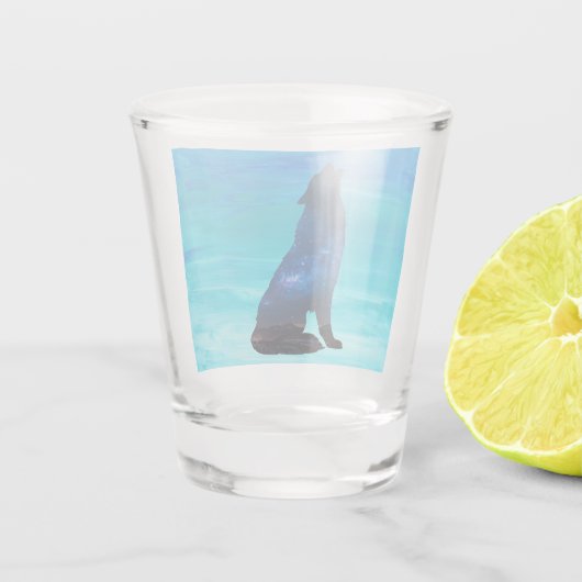 Howling Wolf, Howling Dog in dubbelblootstelling Shot Glas (Achterkant)