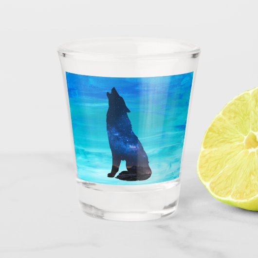 Howling Wolf, Howling Dog in dubbelblootstelling Shot Glas (Voorkant)